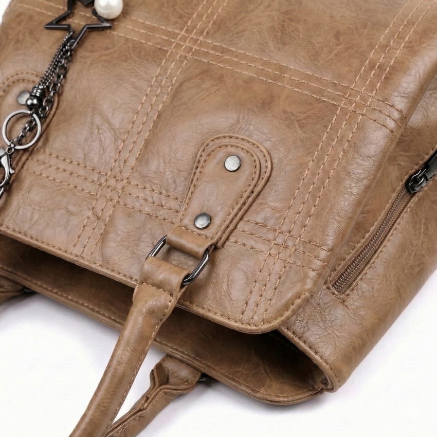 شنطة هاند جلد إيطالي كافيه مقاس 30×25